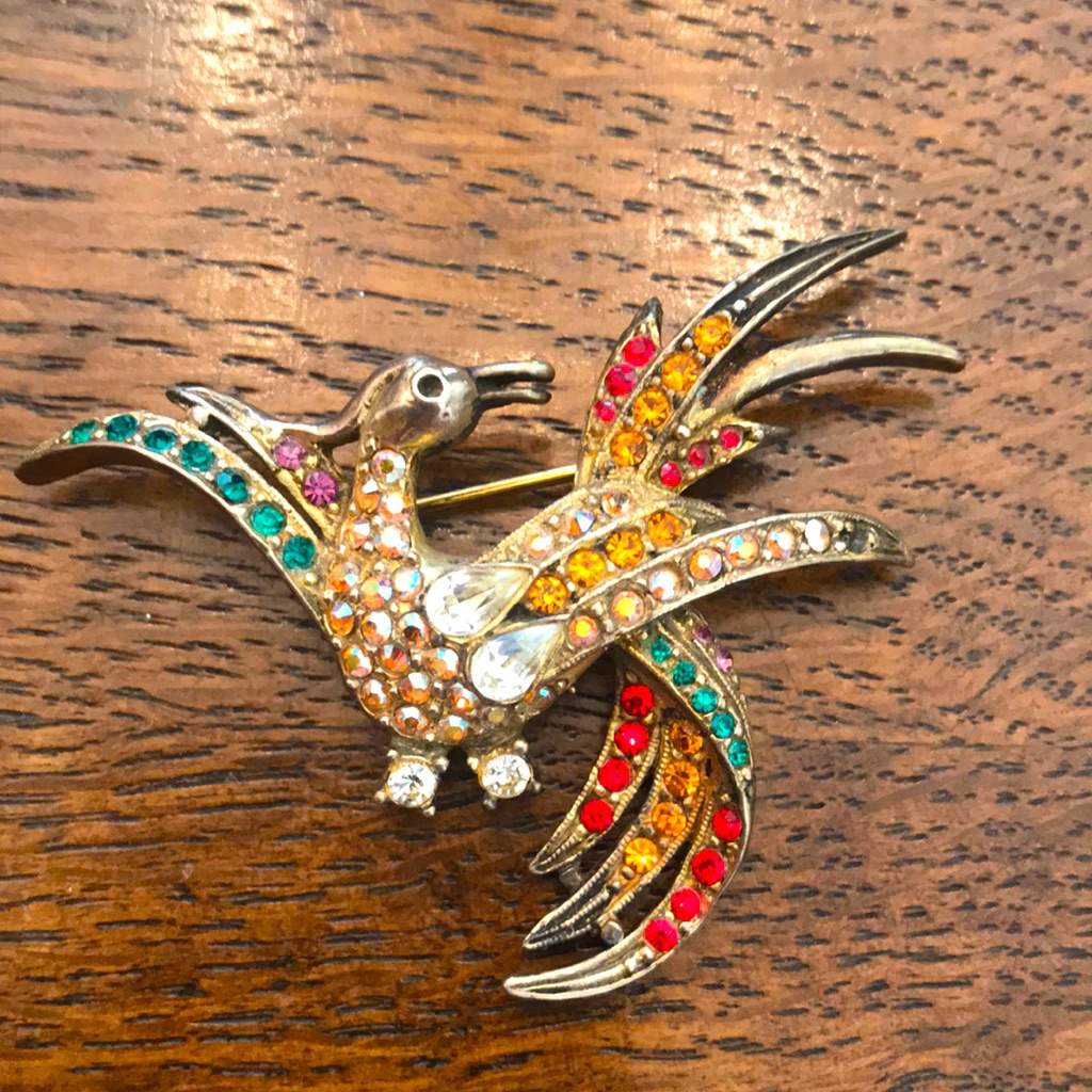 Schiaparelli Vintage Sterling Bird Brooch Pin